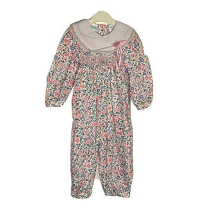 Vintage Sears Baby 90s  Floral Lace Collar Jumpsuit Playsuit One Piece